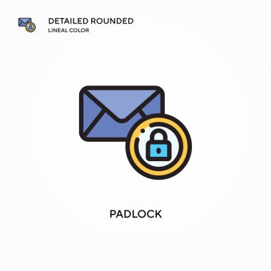 Asma kilit vektör simgesi. Modern vektör illüstrasyon kavramları. Düzenlemesi ve kişiselleştirmesi kolay.