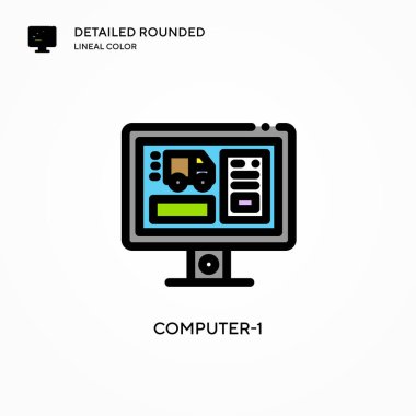 Bilgisayar-1 vektör simgesi. Modern vektör illüstrasyon kavramları. Düzenlemesi ve kişiselleştirmesi kolay.