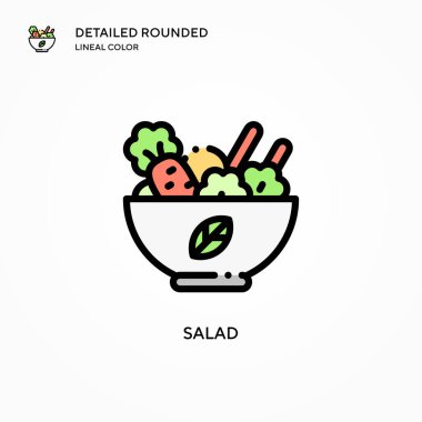 Salata vektör simgesi. Modern vektör illüstrasyon kavramları. Düzenlemesi ve kişiselleştirmesi kolay.