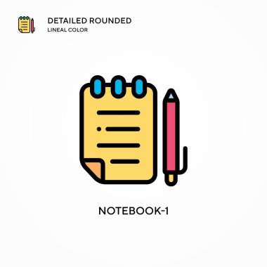 Not Defteri-1 vektör simgesi. Modern vektör illüstrasyon kavramları. Düzenlemesi ve kişiselleştirmesi kolay.