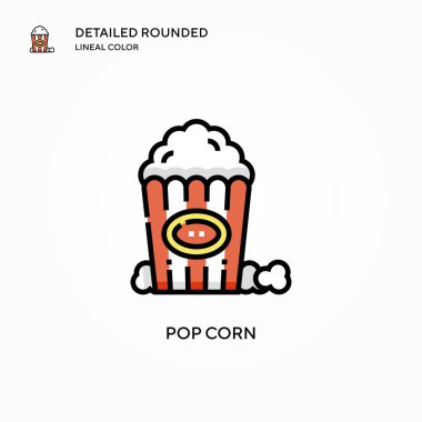 Patlamış mısır vektör simgesi. Modern vektör illüstrasyon kavramları. Düzenlemesi ve kişiselleştirmesi kolay.