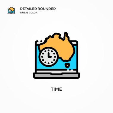 Zaman vektör simgesi. Modern vektör illüstrasyon kavramları. Düzenlemesi ve kişiselleştirmesi kolay.