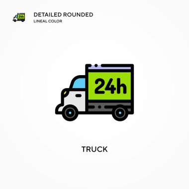 Kamyon vektör simgesi. Modern vektör illüstrasyon kavramları. Düzenlemesi ve kişiselleştirmesi kolay.