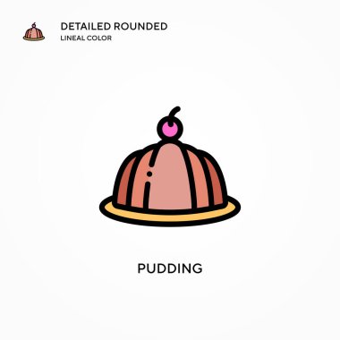 Puding vektör simgesi. Modern vektör illüstrasyon kavramları. Düzenlemesi ve kişiselleştirmesi kolay.
