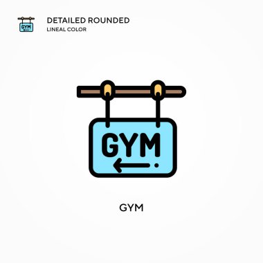 Spor salonu vektör simgesi. Modern vektör illüstrasyon kavramları. Düzenlemesi ve kişiselleştirmesi kolay.