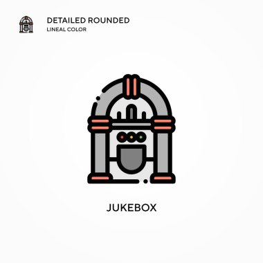 Jukebox vektör simgesi. Modern vektör illüstrasyon kavramları. Düzenlemesi ve kişiselleştirmesi kolay.