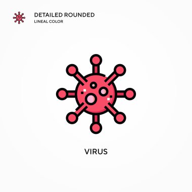 Virüs vektör simgesi. Modern vektör illüstrasyon kavramları. Düzenlemesi ve kişiselleştirmesi kolay.