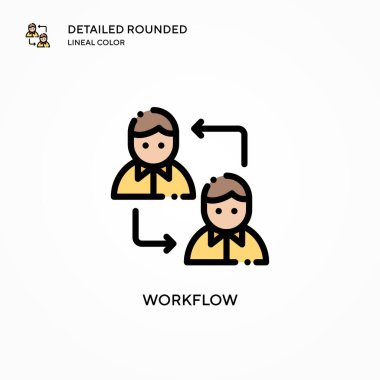 Çalışma akışı vektör simgesi. Modern vektör illüstrasyon kavramları. Düzenlemesi ve kişiselleştirmesi kolay.