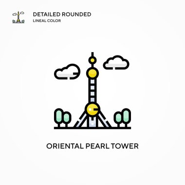 Doğulu inci kule vektör ikonu. Modern vektör illüstrasyon kavramları. Düzenlemesi ve kişiselleştirmesi kolay.