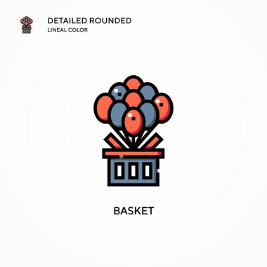Basket vektör simgesi. Modern vektör illüstrasyon kavramları. Düzenlemesi ve kişiselleştirmesi kolay.