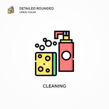Temizleme vektör simgesi. Modern vektör illüstrasyon kavramları. Düzenlemesi ve kişiselleştirmesi kolay.