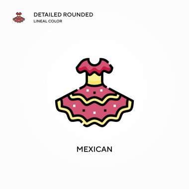 Meksika vektör ikonu. Modern vektör illüstrasyon kavramları. Düzenlemesi ve kişiselleştirmesi kolay.