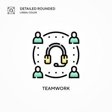 Takım çalışması vektör simgesi. Modern vektör illüstrasyon kavramları. Düzenlemesi ve kişiselleştirmesi kolay.
