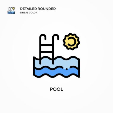 Havuz vektör simgesi. Modern vektör illüstrasyon kavramları. Düzenlemesi ve kişiselleştirmesi kolay.