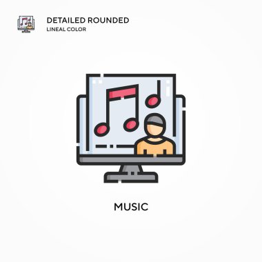 Müzik vektörü simgesi. Modern vektör illüstrasyon kavramları. Düzenlemesi ve kişiselleştirmesi kolay.