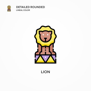 Aslan vektör simgesi. Modern vektör illüstrasyon kavramları. Düzenlemesi ve kişiselleştirmesi kolay.