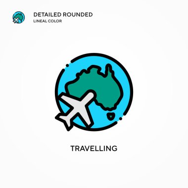 Seyahat vektör simgesi. Modern vektör illüstrasyon kavramları. Düzenlemesi ve kişiselleştirmesi kolay.