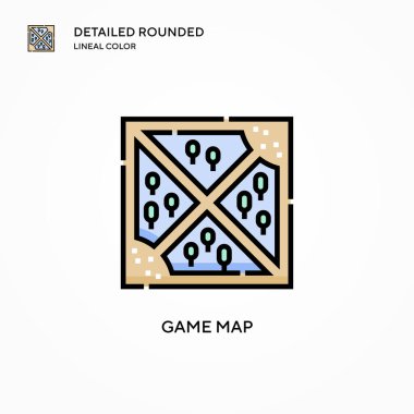 Oyun haritası vektör simgesi. Modern vektör illüstrasyon kavramları. Düzenlemesi ve kişiselleştirmesi kolay.