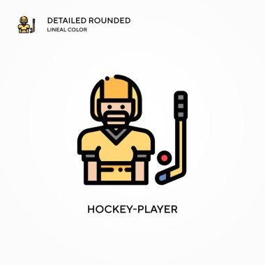 Hokey oyuncusu vektör simgesi. Modern vektör illüstrasyon kavramları. Düzenlemesi ve kişiselleştirmesi kolay.