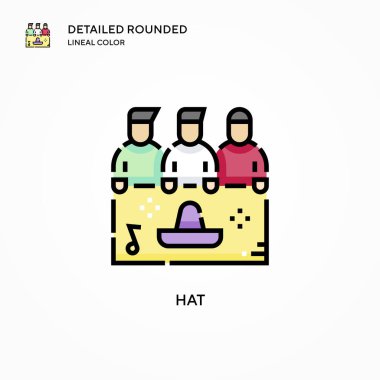 Şapka vektör simgesi. Modern vektör illüstrasyon kavramları. Düzenlemesi ve kişiselleştirmesi kolay.