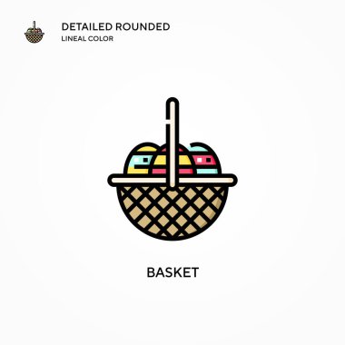 Basket vektör simgesi. Modern vektör illüstrasyon kavramları. Düzenlemesi ve kişiselleştirmesi kolay.