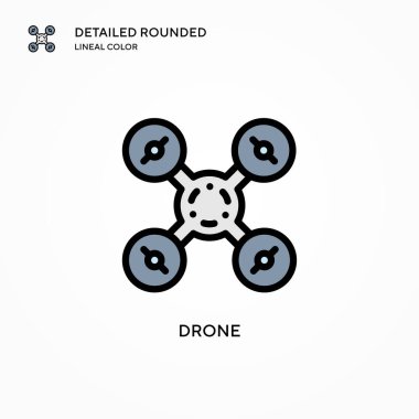 Drone vektör simgesi. Modern vektör illüstrasyon kavramları. Düzenlemesi ve kişiselleştirmesi kolay.