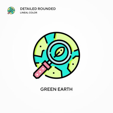 Yeşil Dünya vektör simgesi. Modern vektör illüstrasyon kavramları. Düzenlemesi ve kişiselleştirmesi kolay.