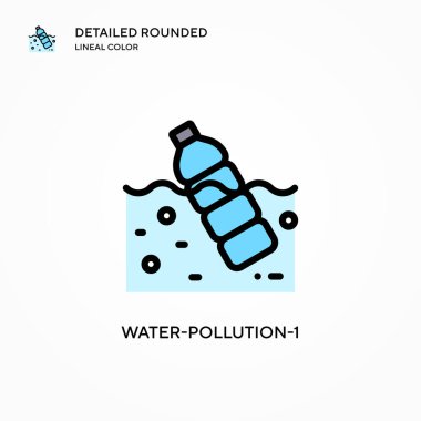 Su kirliliği-1 vektör simgesi. Modern vektör illüstrasyon kavramları. Düzenlemesi ve kişiselleştirmesi kolay.