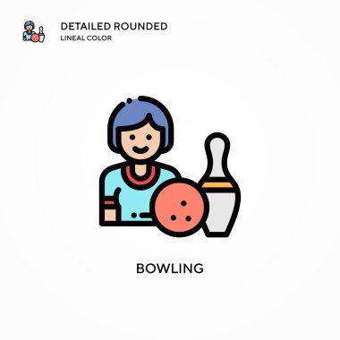 Bowling vektör simgesi. Modern vektör illüstrasyon kavramları. Düzenlemesi ve kişiselleştirmesi kolay.