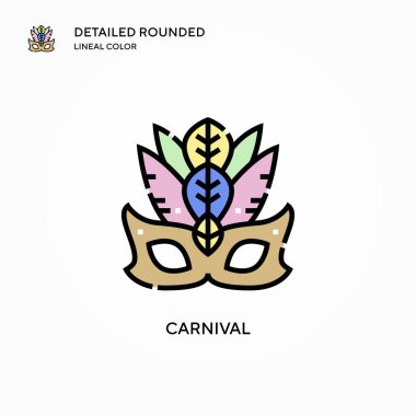 Karnaval vektör simgesi. Modern vektör illüstrasyon kavramları. Düzenlemesi ve kişiselleştirmesi kolay.