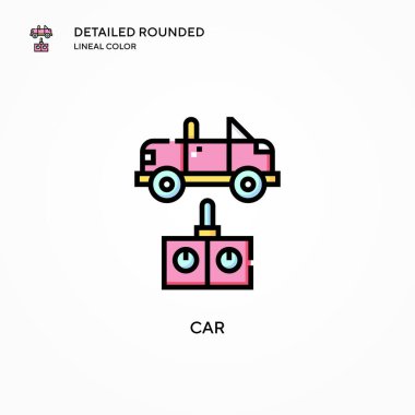 Araba vektör simgesi. Modern vektör illüstrasyon kavramları. Düzenlemesi ve kişiselleştirmesi kolay.