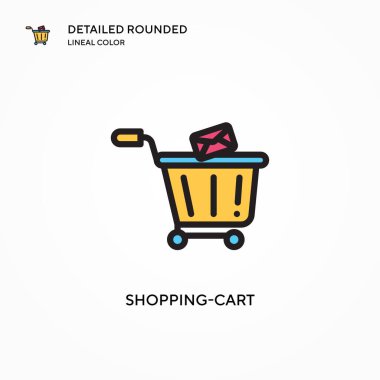 Alışveriş arabası vektör simgesi. Modern vektör illüstrasyon kavramları. Düzenlemesi ve kişiselleştirmesi kolay.