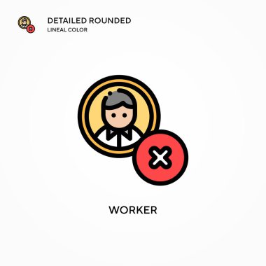 İşçi vektör simgesi. Modern vektör illüstrasyon kavramları. Düzenlemesi ve kişiselleştirmesi kolay.