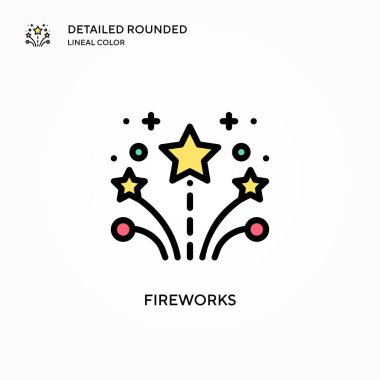 Havai fişek vektör simgesi. Modern vektör illüstrasyon kavramları. Düzenlemesi ve kişiselleştirmesi kolay.