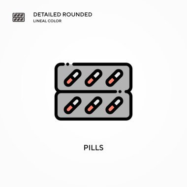 İlaç vektör ikonu. Modern vektör illüstrasyon kavramları. Düzenlemesi ve kişiselleştirmesi kolay.