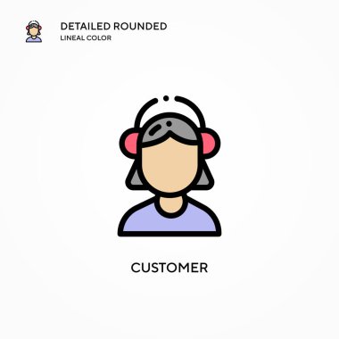 Müşteri vektör simgesi. Modern vektör illüstrasyon kavramları. Düzenlemesi ve kişiselleştirmesi kolay.