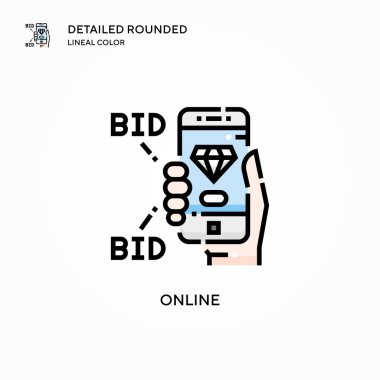 Çevrimiçi vektör simgesi. Modern vektör illüstrasyon kavramları. Düzenlemesi ve kişiselleştirmesi kolay.