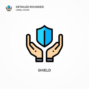 Kalkan vektör simgesi. Modern vektör illüstrasyon kavramları. Düzenlemesi ve kişiselleştirmesi kolay.