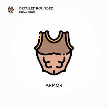 Zırh vektör simgesi. Modern vektör illüstrasyon kavramları. Düzenlemesi ve kişiselleştirmesi kolay.