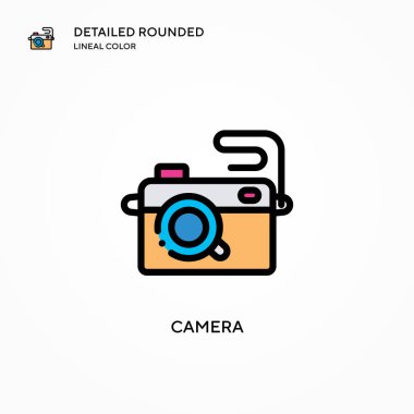 Kamera vektör simgesi. Modern vektör illüstrasyon kavramları. Düzenlemesi ve kişiselleştirmesi kolay.