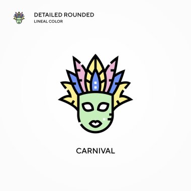 Karnaval vektör simgesi. Modern vektör illüstrasyon kavramları. Düzenlemesi ve kişiselleştirmesi kolay.