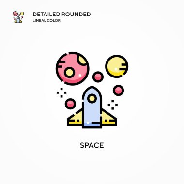 Uzay vektör simgesi. Modern vektör illüstrasyon kavramları. Düzenlemesi ve kişiselleştirmesi kolay.
