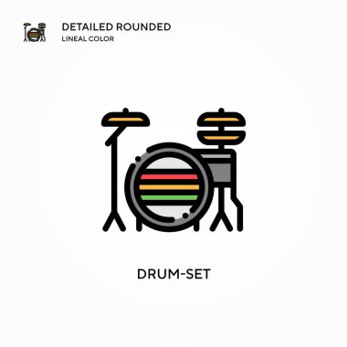 Davul-set vektör simgesi. Modern vektör illüstrasyon kavramları. Düzenlemesi ve kişiselleştirmesi kolay.
