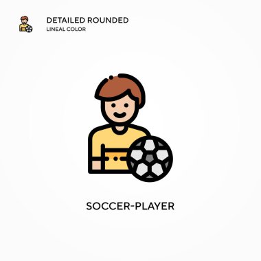 Futbolcu vektör simgesi. Modern vektör illüstrasyon kavramları. Düzenlemesi ve kişiselleştirmesi kolay.