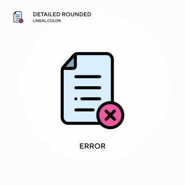 Hata vektörü simgesi. Modern vektör illüstrasyon kavramları. Düzenlemesi ve kişiselleştirmesi kolay.