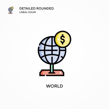 Dünya vektör simgesi. Modern vektör illüstrasyon kavramları. Düzenlemesi ve kişiselleştirmesi kolay.