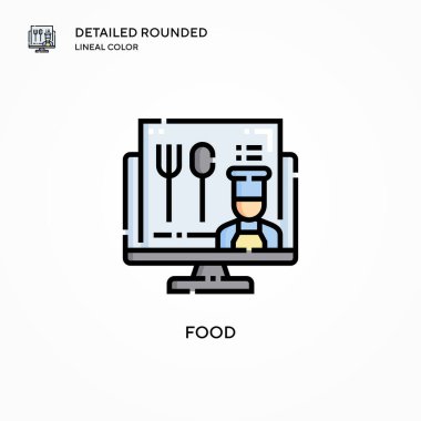 Yiyecek vektör simgesi. Modern vektör illüstrasyon kavramları. Düzenlemesi ve kişiselleştirmesi kolay.