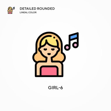Kız-6 vektör simgesi. Modern vektör illüstrasyon kavramları. Düzenlemesi ve kişiselleştirmesi kolay.