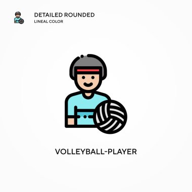 Voleybol oyuncusu vektör simgesi. Modern vektör illüstrasyon kavramları. Düzenlemesi ve kişiselleştirmesi kolay.