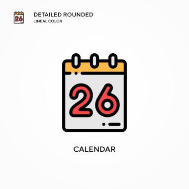 Takvim vektör simgesi. Modern vektör illüstrasyon kavramları. Düzenlemesi ve kişiselleştirmesi kolay.